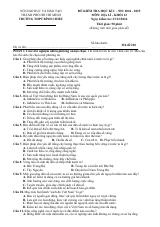 Đề thi Học kì 1 Địa lí 12 năm 2024-2025 trường THPT Bình Chiểu (TP Hồ Chí Minh)